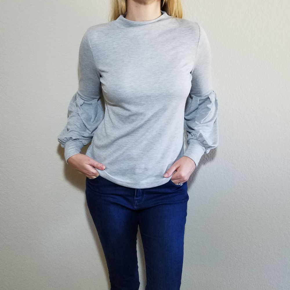 ANN TAYLOR NWOT GRAY LONG SLEEVE TOP SMALL - Picture 6 of 6